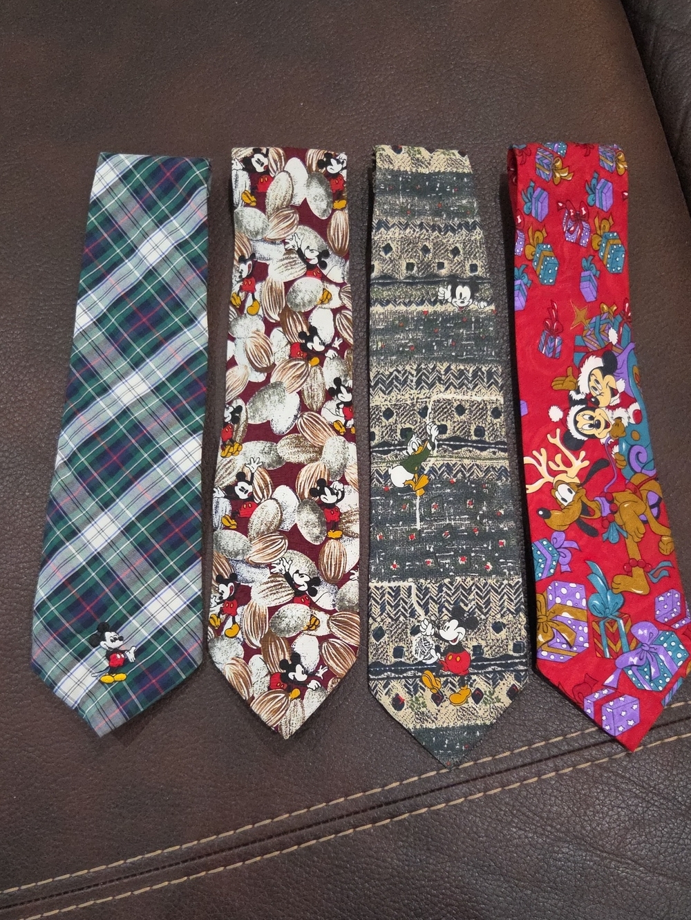 Disney Men's Ties Set - Red, Green, Gray & Burgundy Patterned Neckties